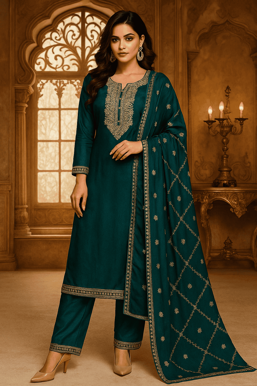 D.Gokuldas NX - Dark Green Designer Kurti